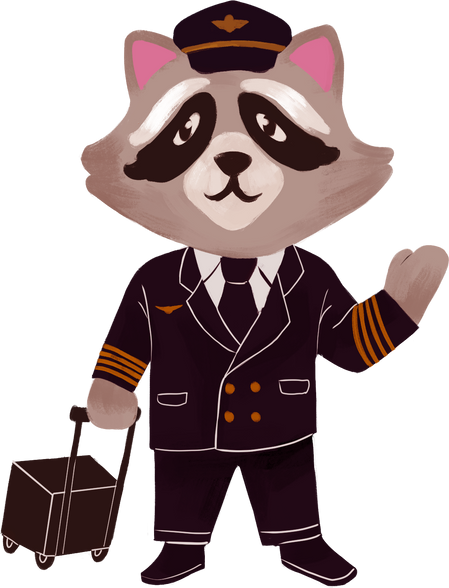 Gouache Racoon Pilot